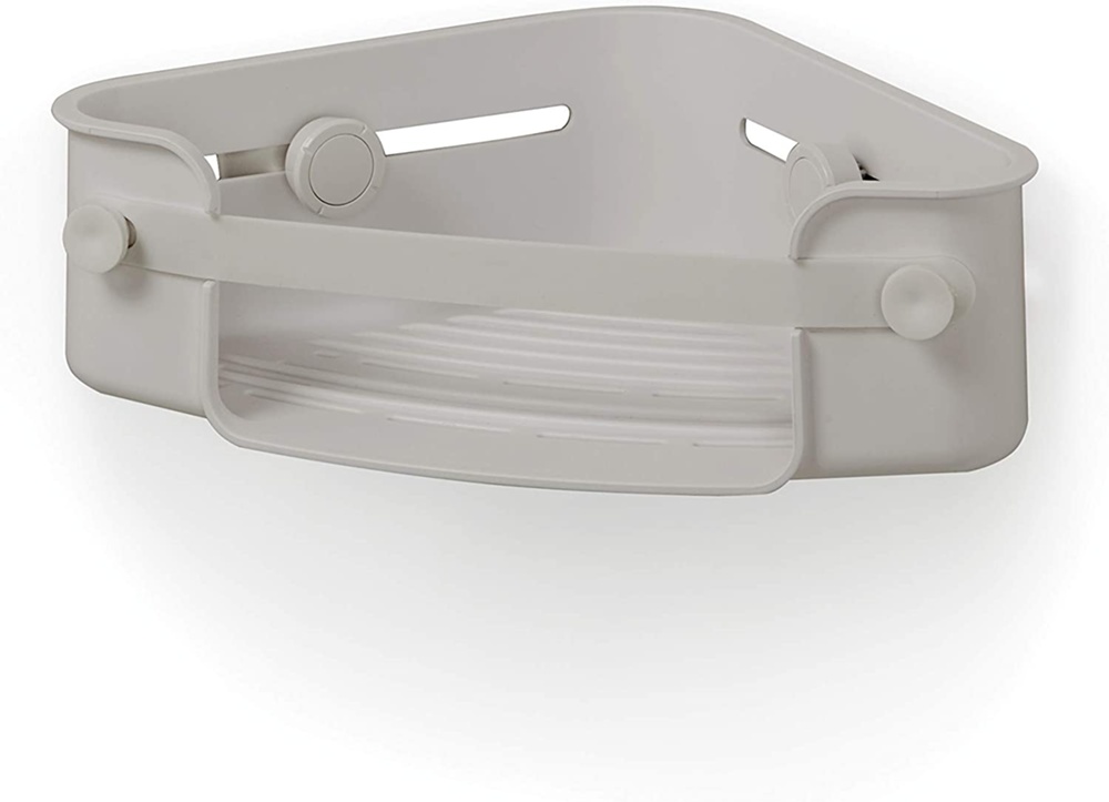 Corner shower basket with suction plug, FLEX GEL-LOCK, 19 x 30 x H 8 cm, Umbra, Grey