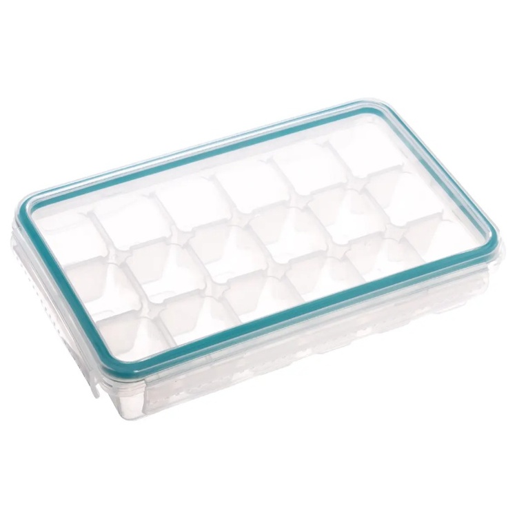 Ice tray with lid, 18cubes, CLIP ICE CUBE TRAY, Transparent