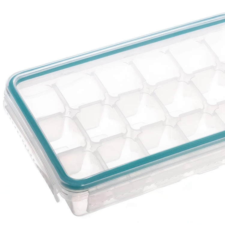 Ice tray with lid, 18cubes, CLIP ICE CUBE TRAY, Transparent