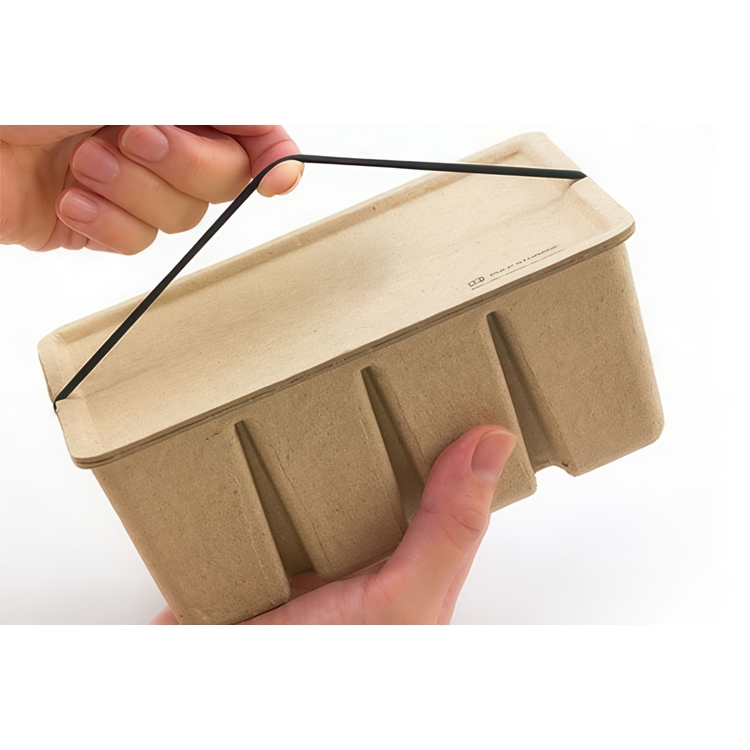 Box with lid, MIDORI PULP CASE, 12 x 16,7 x H 7 cm Beige