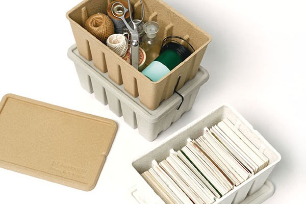 Box with lid, MIDORI PULP CASE, 12 x 16,7 x H 7 cm Beige