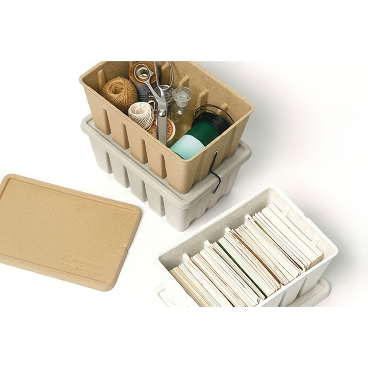 Box with lid, MIDORI PULP CASE, 12 x 16,7 x H 7 cm Beige