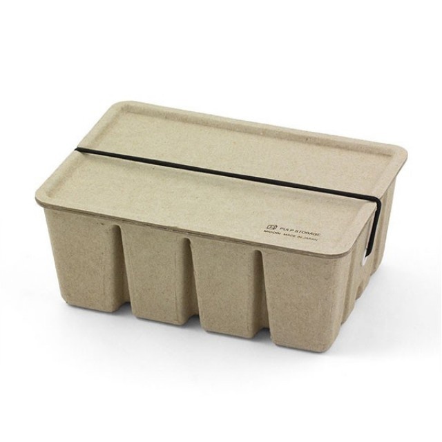 Box with lid, MIDORI PULP CASE, 12 x 16,7 x H 7 cm Beige