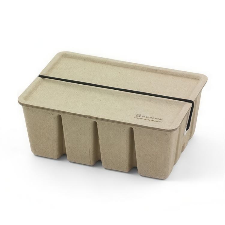 Box with lid, MIDORI PULP CASE, 12 x 16,7 x H 7 cm Beige