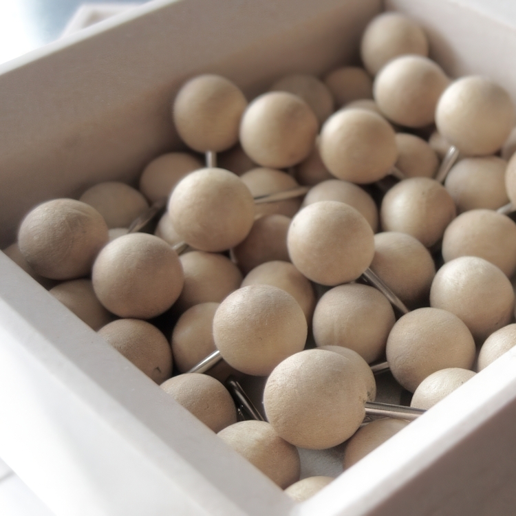 Push Pins, Set of 50, WOOD, Deskstore, Ø 0,9 cm, Nature