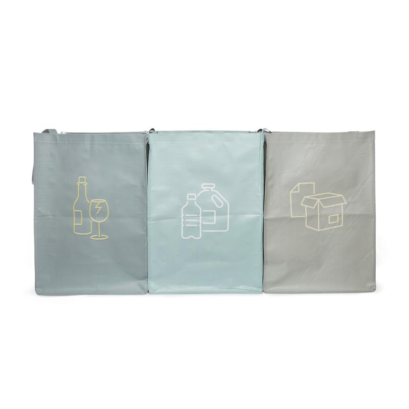 Bags for recycling, Set of 3, RECYCLING STATION, 32 x 30 x H 46 cm, Mix