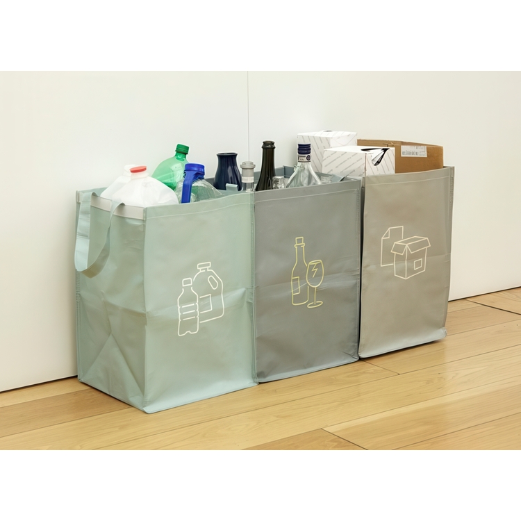 Bags for recycling, Set of 3, RECYCLING STATION, 32 x 30 x H 46 cm, Mix