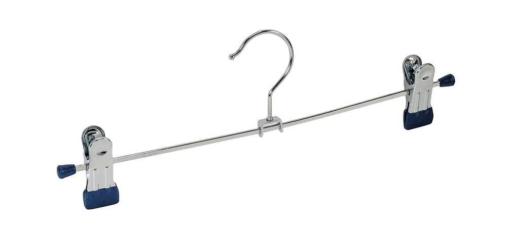 Classic Hangers for skirts or trousers, Set of 2, BLUE MEDIUM CLAMP HANGERS, 30 cm, Silver / Blue