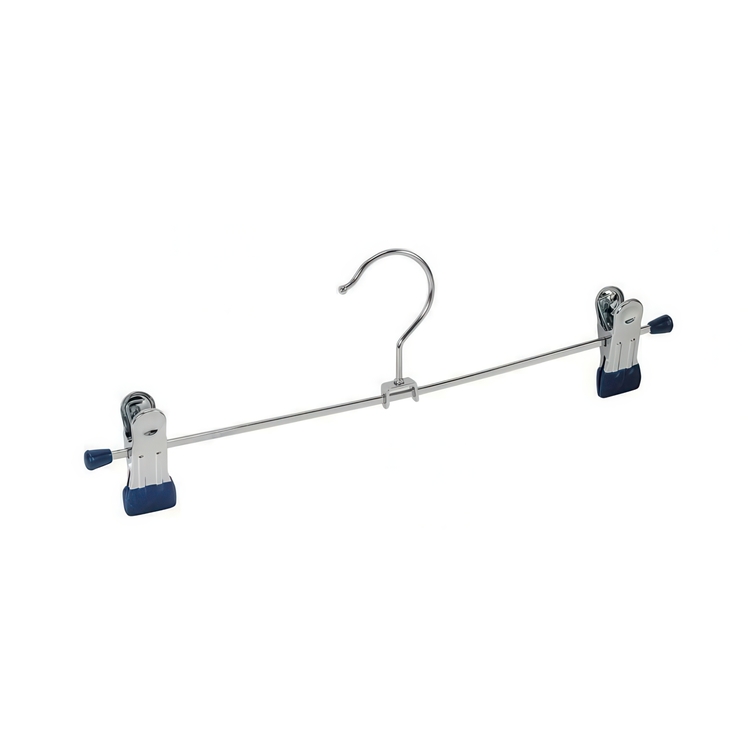 Classic Hangers for skirts or trousers, Set of 2, BLUE MEDIUM CLAMP HANGERS, 30 cm, Silver / Blue