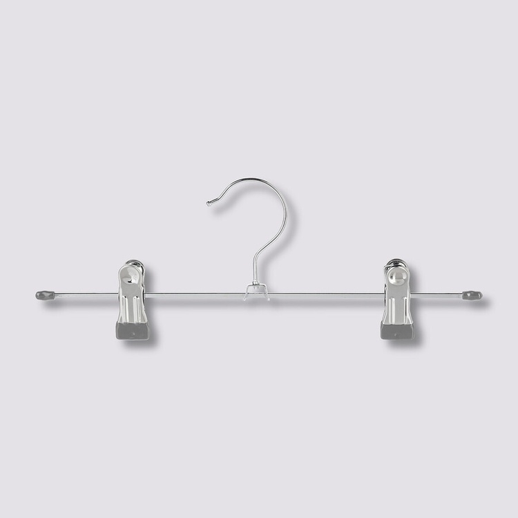 Classic Hanger for skirts, 3 hangers, Metal, CINTRES CLIP HANGERS, 30 cm, Silver / light grey