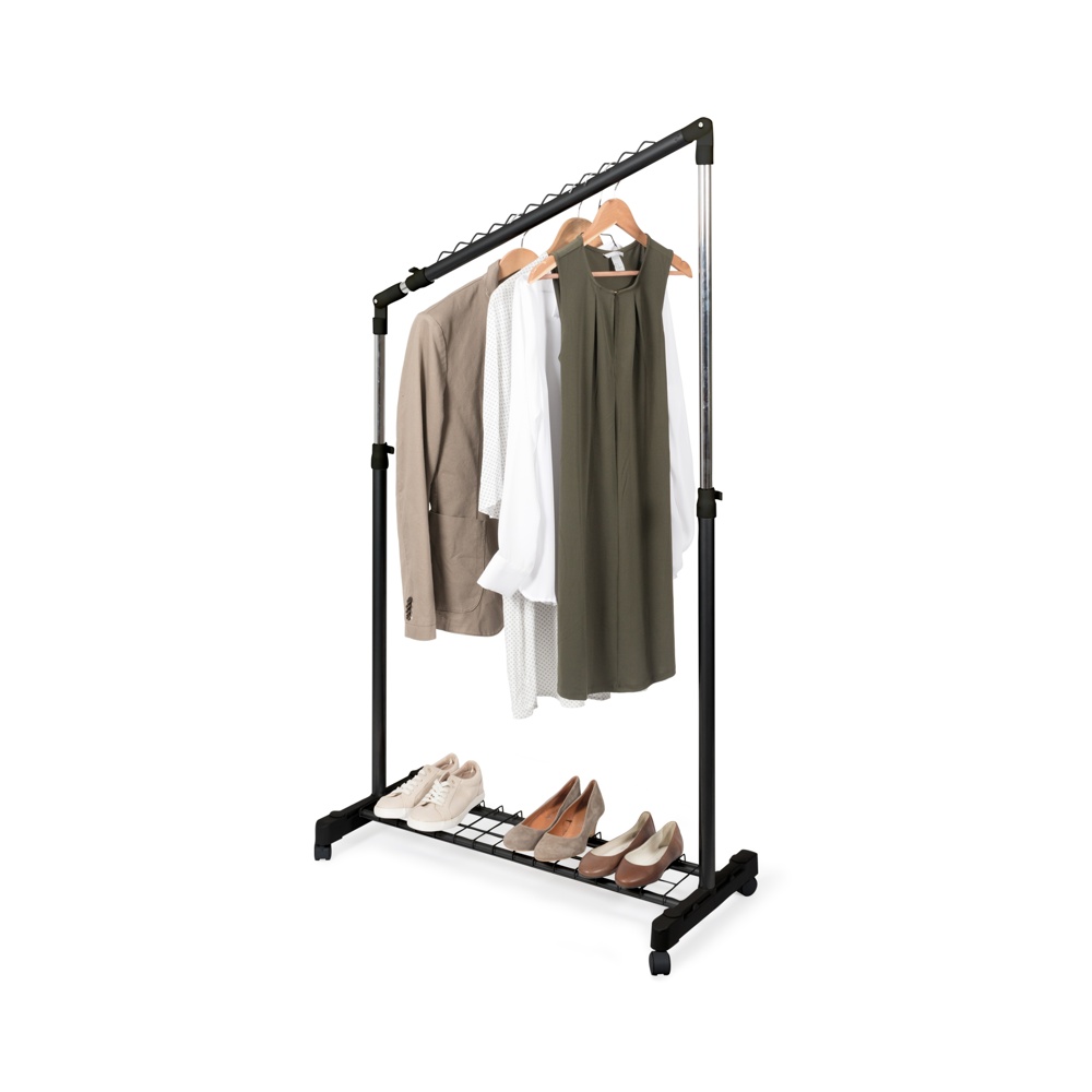 Mobile clothing rack, Adjustable, UNDER STAIRS, 91,5 x 42 x H 102 - 170 cm, Black / Silver