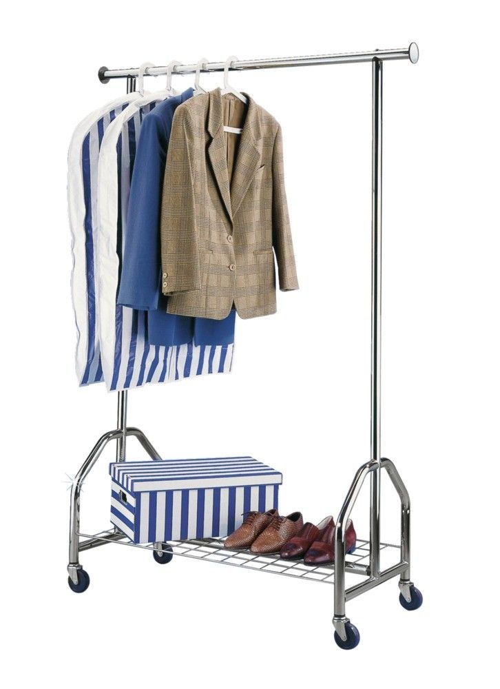 Mobile clothes rack with wheels, PROFI, 121 x 52 x H 185 cm, Silver
