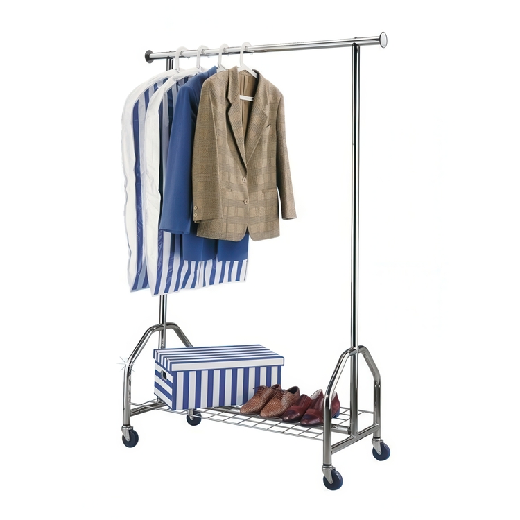 Mobile clothes rack with wheels, PROFI, 121 x 52 x H 185 cm, Silver