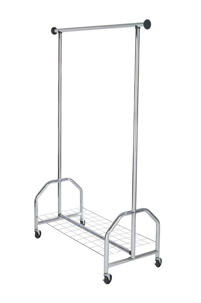 Mobile clothes rack with wheels, PROFI, 121 x 52 x H 185 cm, Silver