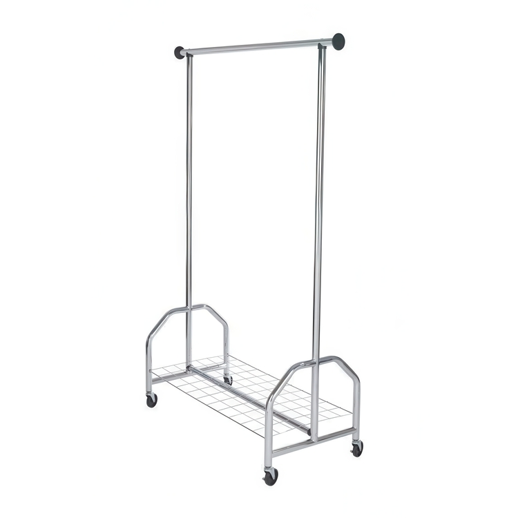 Mobile clothes rack with wheels, PROFI, 121 x 52 x H 185 cm, Silver