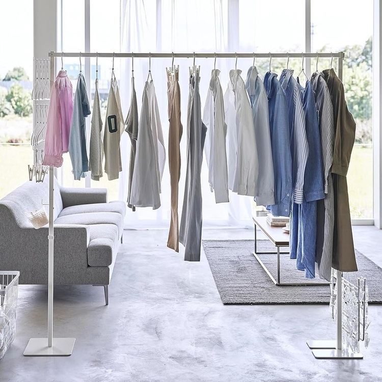 Klädställning, Platsbesparande, YAMAZAKI FOLDING INDOOR RACK, 175 x 25 x H 160 cm, Vit