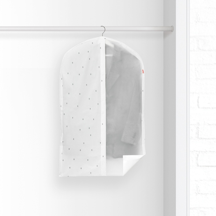 Dress cover / Garment bag, Short, RAIN, 60 x 5 x H 100 cm, Transparent / White