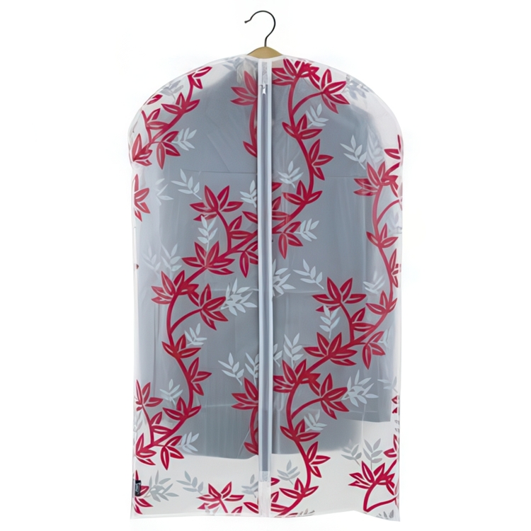 Dress cover / Garment bag, Short, RED LEAF, 60 x H 100 cm, White / Red