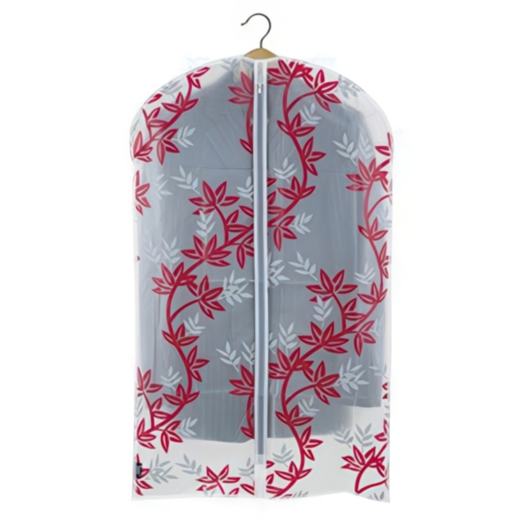 Dress cover / Garment bag, Short, RED LEAF, 60 x H 100 cm, White / Red