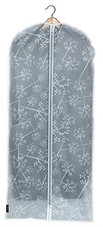 Dress cover / Garment bag, Long, WHITE LEAF, 60 x H135 cm, White