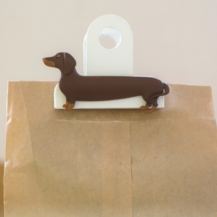 Clamps, Dachshund, DOG BAG CLIPS, 3 pieces, Kikkerland, Assorted
