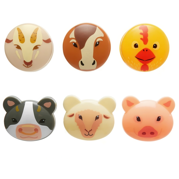 Clamps, Set of 6, FARM ANIMAL BAG CLIPS, Kikkerland, Mix