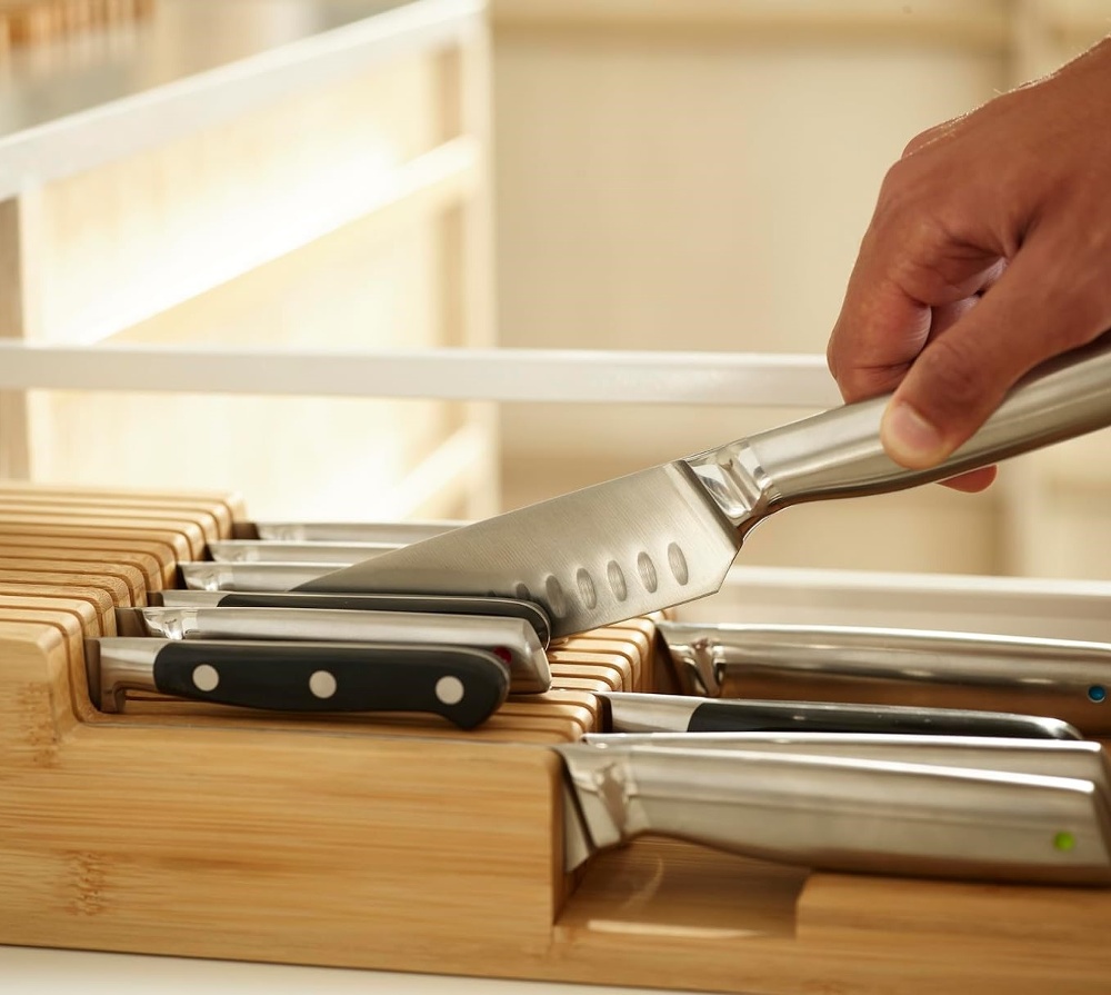 Knife organiser for 12 knives, LARGE DRAWERSTORE BAMBOO, Joseph Joseph, 39,7 x 17,6 x H 8,4 cm, Natur