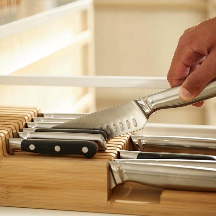 Knife organiser for 12 knives, LARGE DRAWERSTORE BAMBOO, Joseph Joseph, 39,7 x 17,6 x H 8,4 cm, Natur