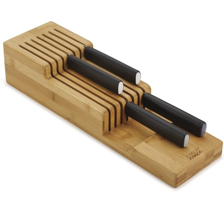 Knife organiser for 9 knives, 2-tier, DRAWERSTORE BAMBOO, Joseph Joseph, 39,8 x 11 x H 9 cm, Nature