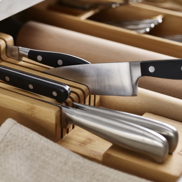 Knife organiser for 9 knives, 2-tier, DRAWERSTORE BAMBOO, Joseph Joseph, 39,8 x 11 x H 9 cm, Nature