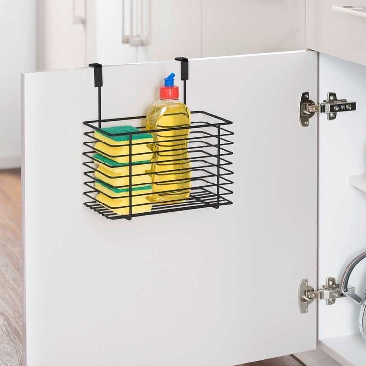 Basket in metal for cabinet door, LARGE EINHÄNGEKORB, 24 x 15 x H24,5 cm, Black