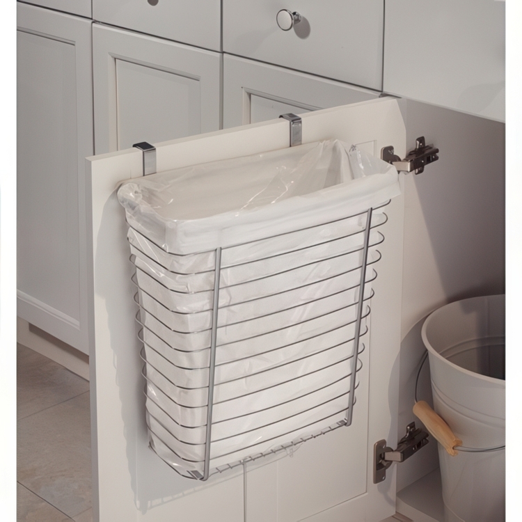 Waste / Storage Basket over cabinet door, ID AXIS, 15 x 31 x H37 cm, Silver