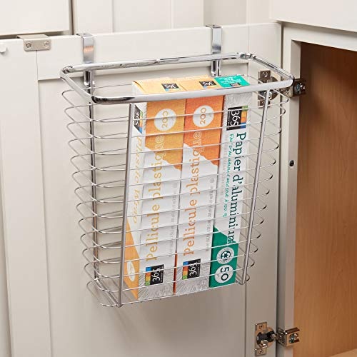 Waste / Storage Basket over cabinet door, ID AXIS, 15 x 31 x H37 cm, Silver