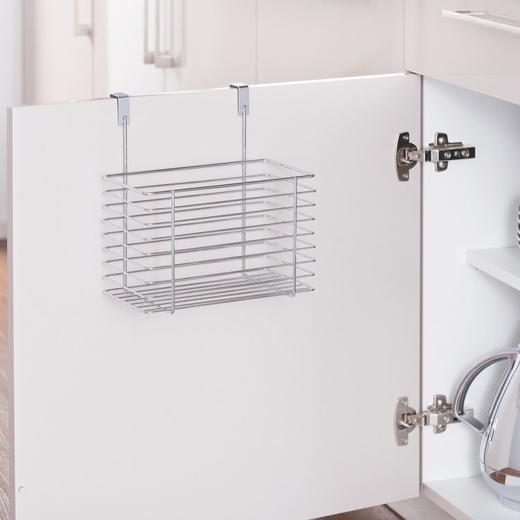 Basket in metal for cabinet door, LARGE EINHÄNGEKORB, 24 x 15 x H24,5cm, Silver