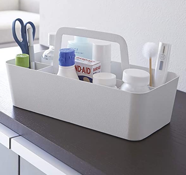 Metal Basket TOWER TOOL BOX, 30 x 15 x H 15 cm, Yamazaki, White