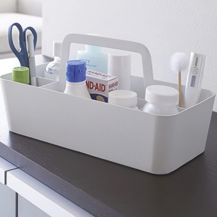 Metal Basket TOWER TOOL BOX, 30 x 15 x H 15 cm, Yamazaki, White