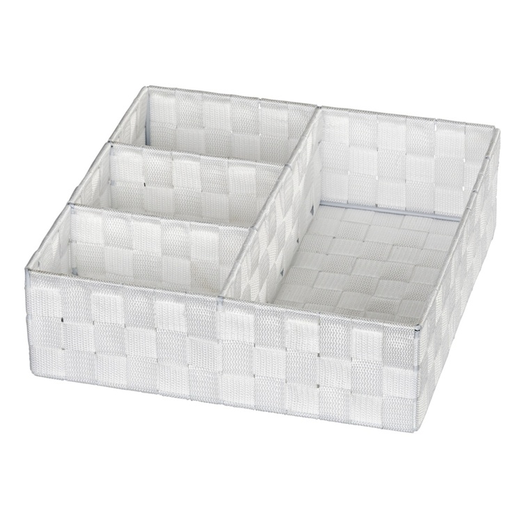Basket Organizer, 4 compartments, ADRIA, Large 32 x 32 x H 10 cm, Off white