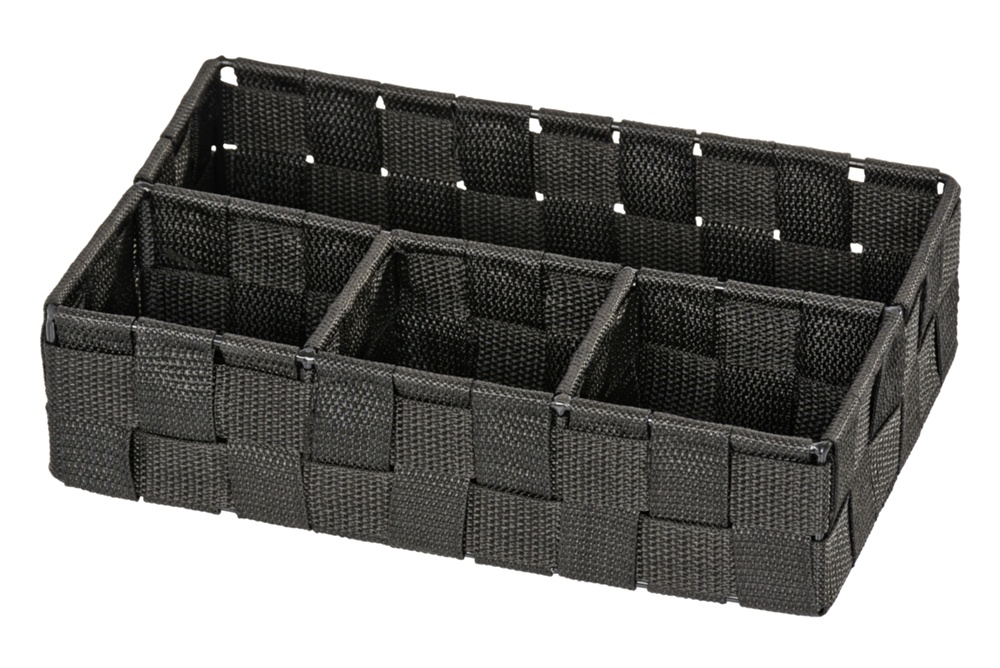 Basket Organizer, 4 compartments, ADRIA, Small, 17 x 26 x H6,5 cm, black