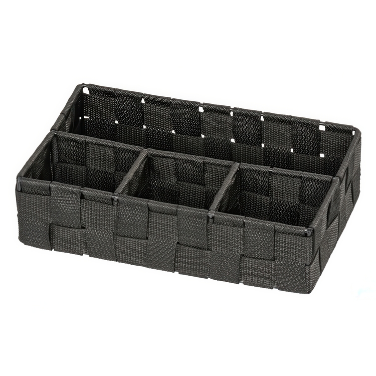 Basket Organizer, 4 compartments, ADRIA, Small, 17 x 26 x H6,5 cm, black