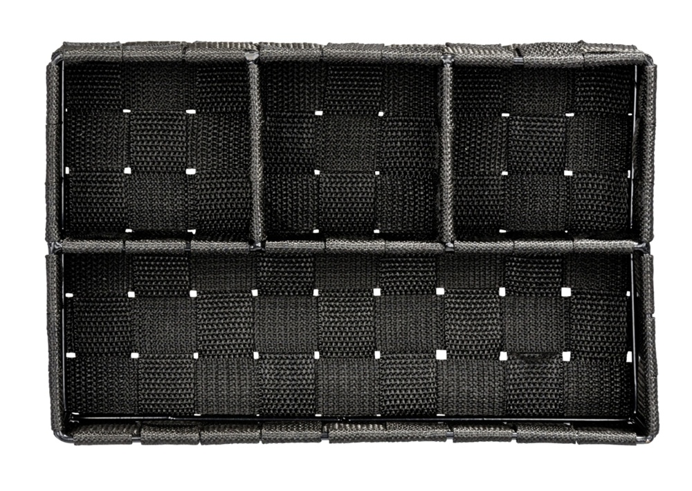 Basket Organizer, 4 compartments, ADRIA, Small, 17 x 26 x H6,5 cm, black