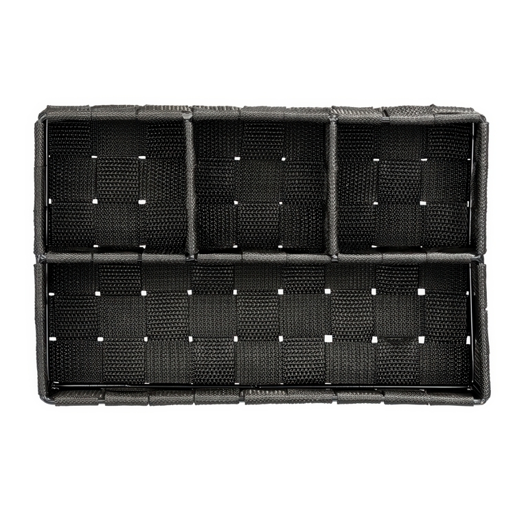 Basket Organizer, 4 compartments, ADRIA, Small, 17 x 26 x H6,5 cm, black