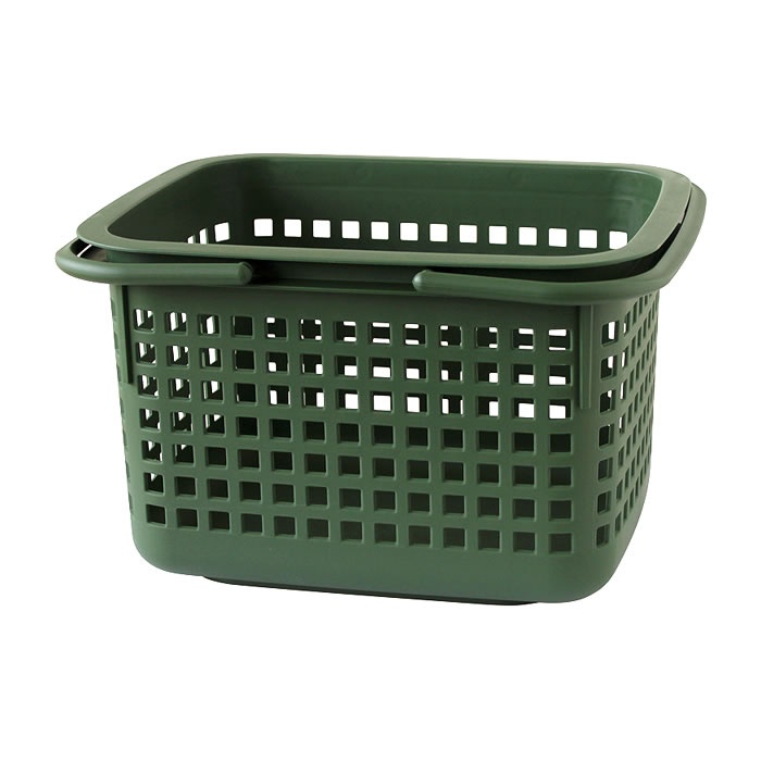 Basket with Lid from Japan, 23 L, CESTINO MEDIUM, 42 × 35 × H 25 cm, Green
