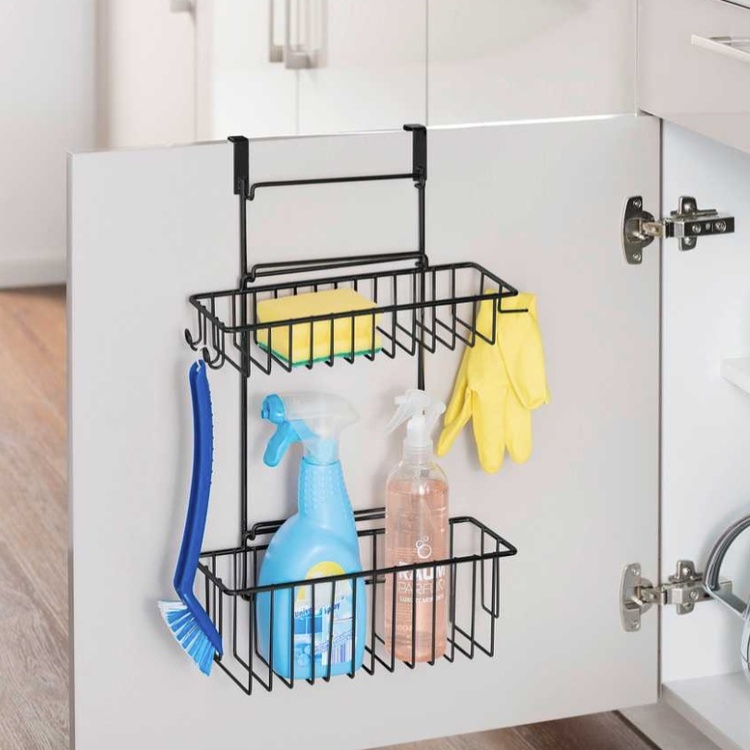 Baskets for cabinet door, CLIP-ON-BASKET, 24 x 15 x H 11,5 cm, Black