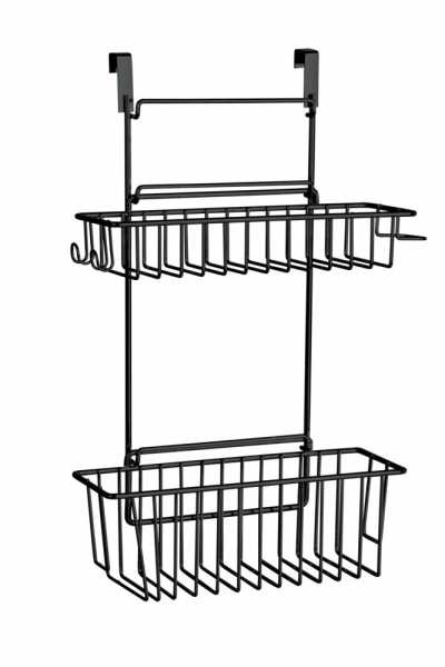 Baskets for cabinet door, CLIP-ON-BASKET, 24 x 15 x H 11,5 cm, Black