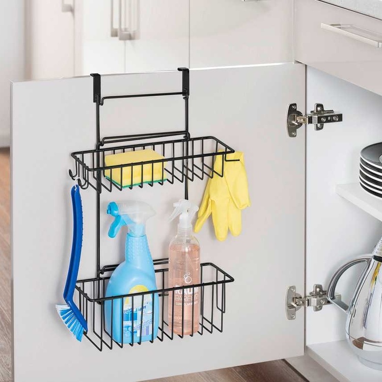 Baskets for cabinet door, CLIP-ON-BASKET, 24 x 15 x H 11,5 cm, Black