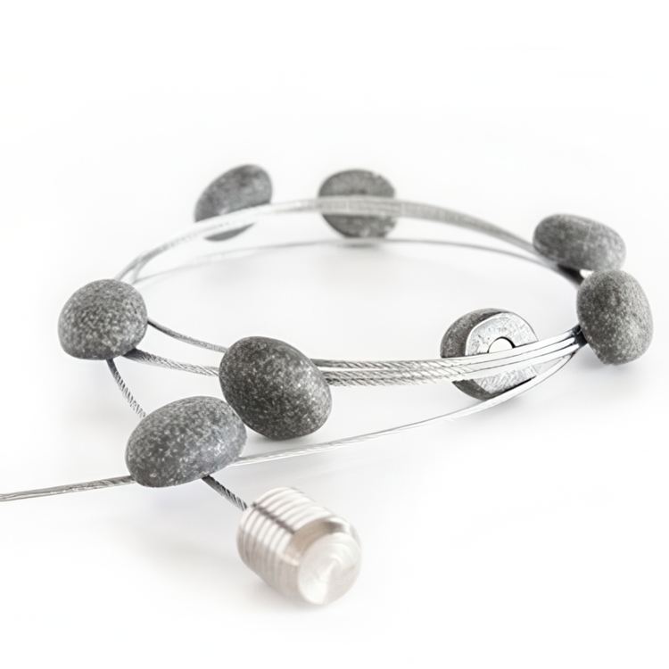 Magnetic card holder with 8 magnets, STONE, 150 cm, Silver / Grey