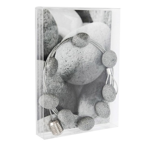 Magnetic card holder with 8 magnets, STONE, 150 cm, Silver / Grey