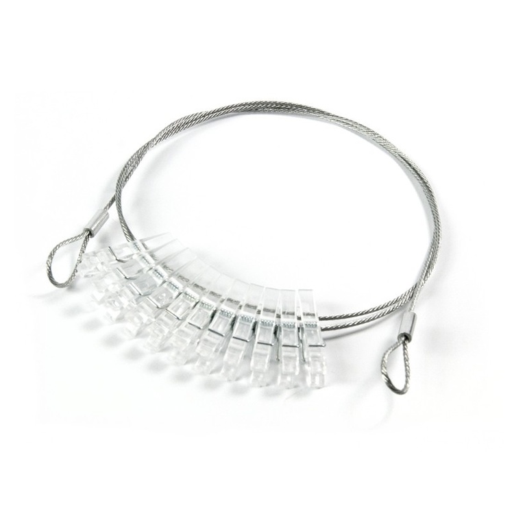Cardholder with loops, 10 clips, KLIP LISA, 100 cm, Silver / Transparent