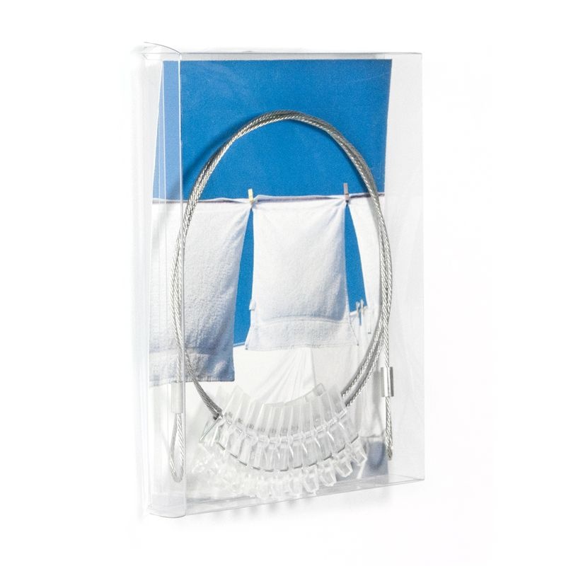 Cardholder with loops, 10 clips, KLIP LISA, 100 cm, Silver / Transparent