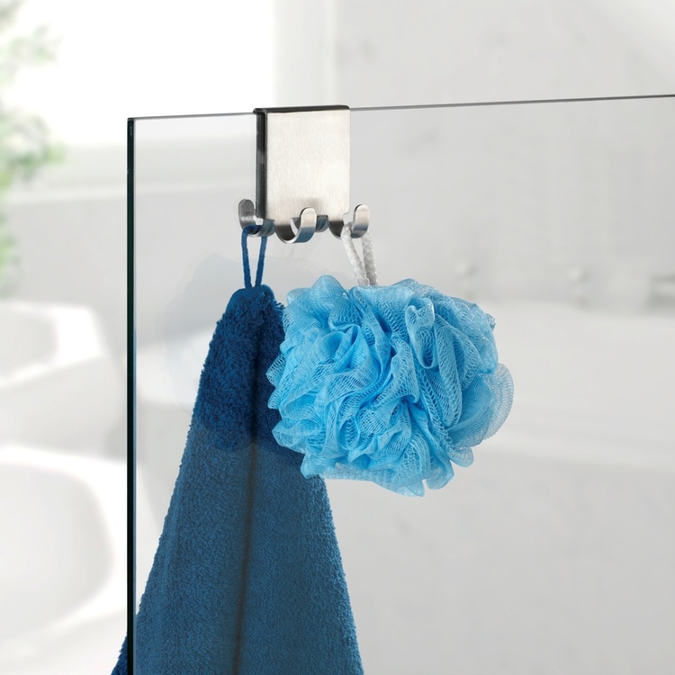 Hook for shower walls, 4 hooks, 8 mm, VIESTE DUO, Stainless steel